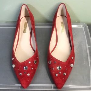 Brand new. Bedazzled. Red Suede flats. Size 9.5.